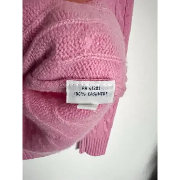 Polo Ralph Lauren Cashmere Sweater Small Medium Cable Pink Long Sleeve Crewneck - Picture 6 of 7
